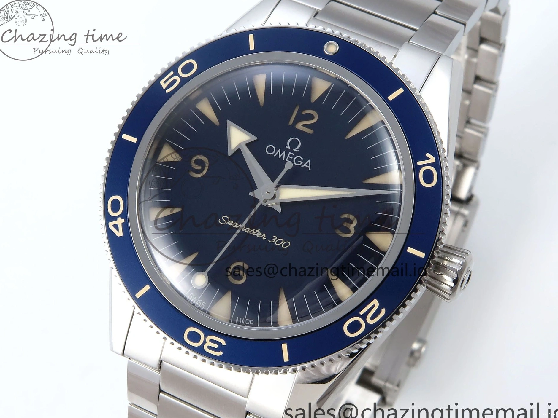 0401 Elegant Seamaster 300 Heritage SS VSF 1:1 Best Edition Blue Dial on SS Bracelet A 7701